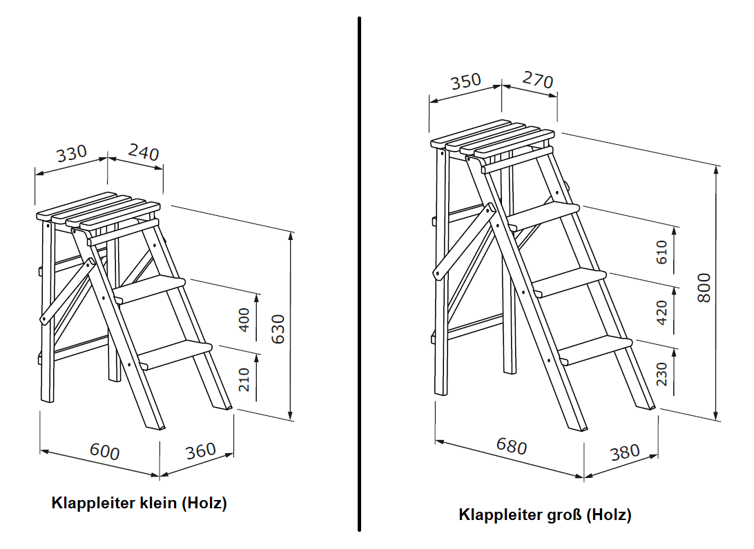 Klappleiter klein (Holz) | EKMA Möbel